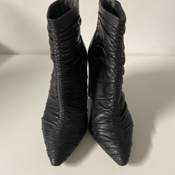 Sigerson Morrison Kimay Ruched Ankle Boot Bootie Black Pointed Toe Back … - Picture 6 of 11